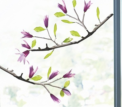 Beautiful Flower Branch Dorm Decor - Lovely Magnolia - Window Peel N Stick