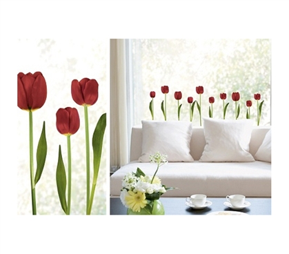 "Grow" Beautiful Red Tulips In Your Dorm Room - Window Peel N Stick