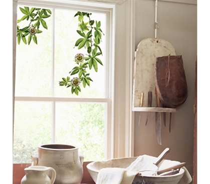 'Green' Dorm Decor Adds Fresh Air To Any Space - Passion Flower Window Peel N Stick
