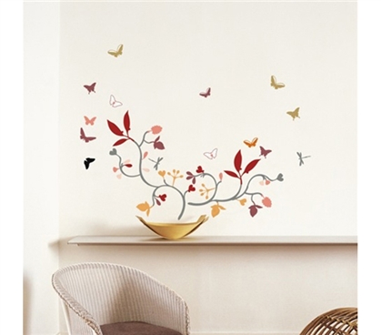 Spring Butterflies - Dorm Room Wall Peel N Stick College Wall Art