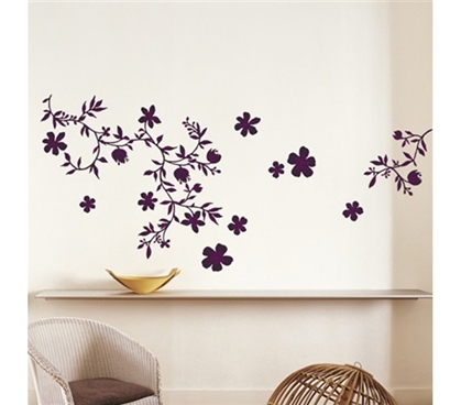 Midnight Purple Floral - College Dorm Peel N Stick Decorative Dorm Designs