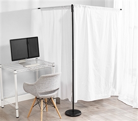 College Privacy Black Frame Divider L-Shaped Nook Style Dorm Room Privacy Solution