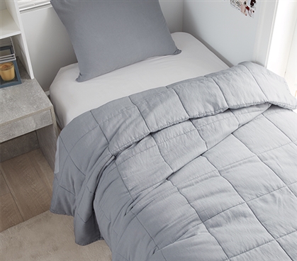 Premium Linen Blend Organic Dorm  Bedding Cooling Bamboo Bedspread  Twin XL Designer Comforter