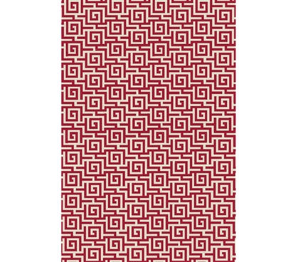 Egyptian Print College Rug - Crimson and Ivory