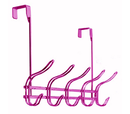 Useful Product For Dorms - Over-Door Metallic Pink Hook Rack - Dorm Closet Essential