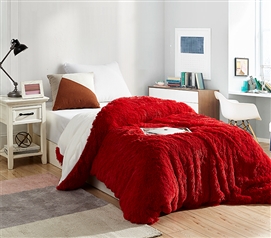 Reversible Twin XL Bedding Essentials Red Dorm Duvet Cover College Bedding Essential for Freshmen