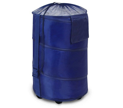 Store & Rolling Laundry Hamper - Polyester Pop-up Hamper - Navy Blue