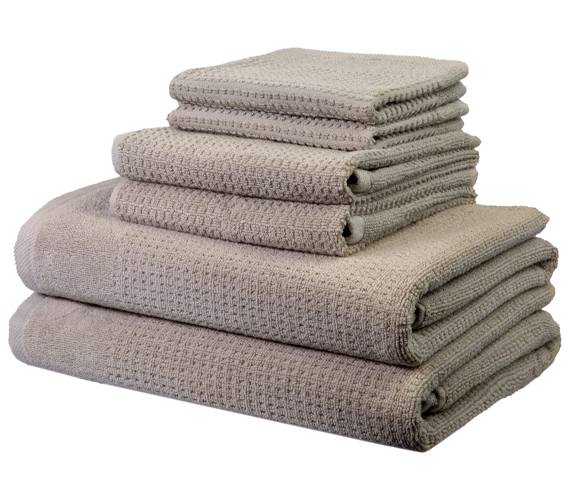 Neutral College Bath Essentials: Quick Dry Dorm Towel Set - 6 Piece 100%  Cotton - Gray
