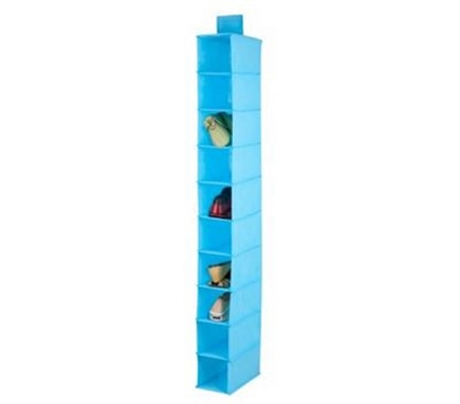 Blue Hanging Shoe Organizer - 10 Shelves Dorm Organization Dorm Storage Solutions