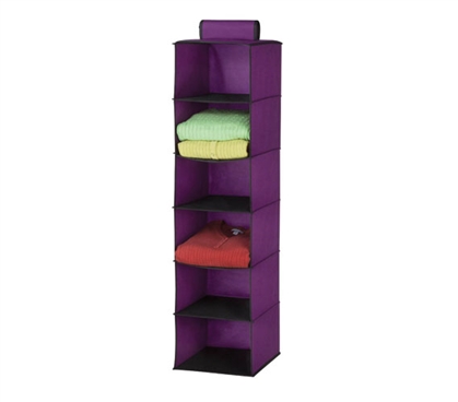 Purple 6 Shelf Hanging Clothing Organizer