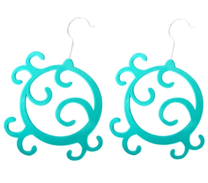 2 Pack Flocked Scarf Hanger - Enchanted Design - Turquoise Dorm Essentials Dorm Accessories