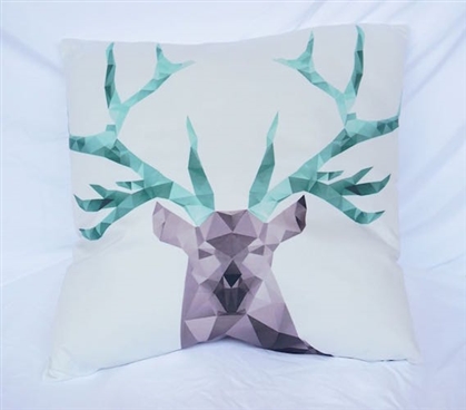 Dorm Bedding - Cubism Deer - Cotton Throw Pillow