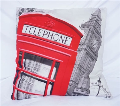 Dorm Decor Cotton Throw Pillow Telephone Box Cherry Red