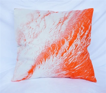 Dorm Decor Pillow Vermillion Orange Wave Foam Cotton Throw Pillow