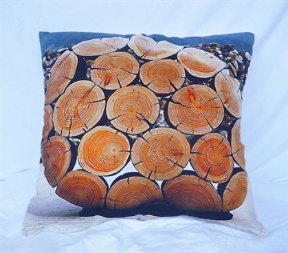 Natural Tree Stump Pattern College Cotton Throw Pillow for Twin XL Bedding