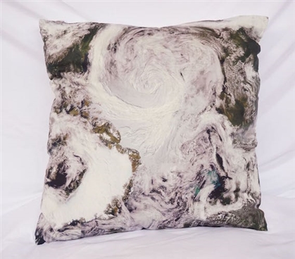 Dark Green College Cotton Throw Pillow View from Space Decor