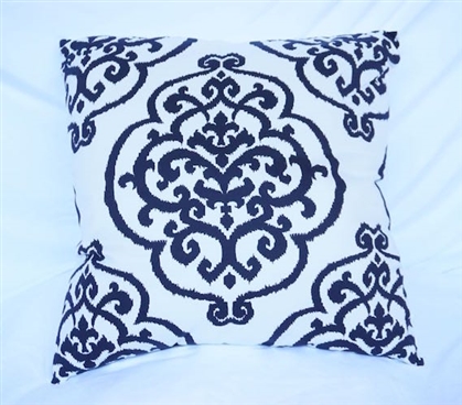 Fleur-de-lis Design College Cotton Throw Pillow Black Dorm Decor