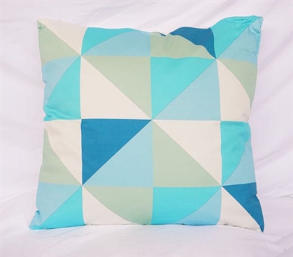 Geometric Triangles Design Blue Dorm DecorCotton Throw Pillow