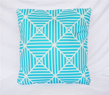 Clashing Stripes Bleached Aqua Decorative Dorm Cotton Throw Pillow