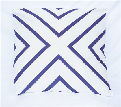 Dorm Decor College Cotton Throw Pillow X Marks the Spot Dark Blue