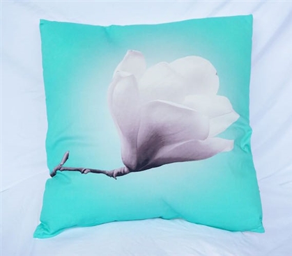 Cockatoo Bright College Cotton Throw Pillow Blossom and Stem Nature Design