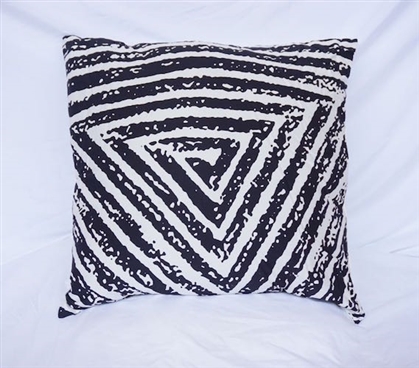 Spiral Triangle Dorm Decor Cotton Throw Pillow Black