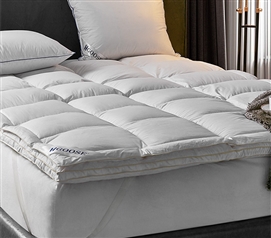 High Quality Dorm Bedding Goose Down Featherbed with Anchor Bands Queen Mattress Topper