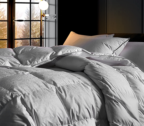 Luxury Dorm Essentials: HGOOSEÂ®- Jacquard 90% Hungarian White Goose  Oversized Twin XL Down Comforter