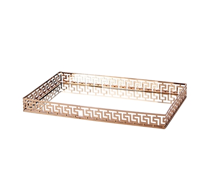 Rose Gold Vanity Tray Mirror Bottom Rectangle Desk Organizer Cute College Accessories