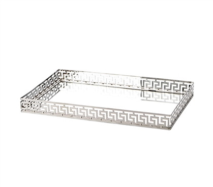 Beautiful Silver Metal Mirror Dorm Tray Affordable College Organization Solution