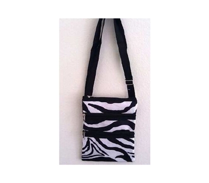 Enhanced Zebra Print 3 Zipper Passport Bag