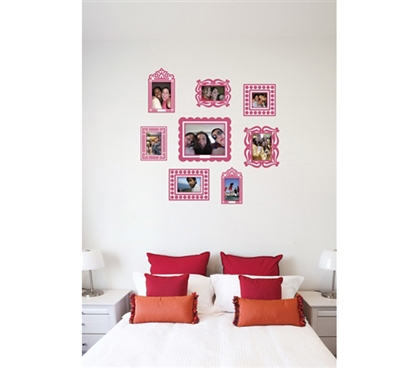 Stickr Frames - Set of 8 Pink - Gives your wall pics some fun college decor