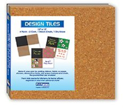 12" x 12" Assorted Cork, Chalk & Dry Erase Tile Set (Includes 4) - Great For Dorm Wall Decorating Ideas
