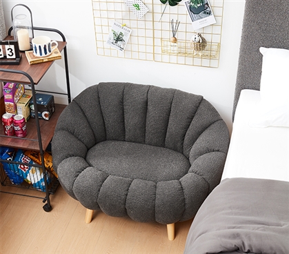 Cute College Apartment Decor Gray Dorm Room Aesthetic Ideas Neutral Tufted Mini Sofa Bed Lounger