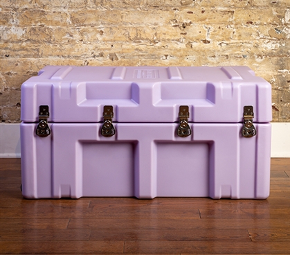 Footlocker Trunk with Wheels and Handle Purple Dorm Decor Space Saving Storage Bins