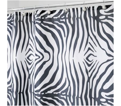 Printed - Zebra Shower Curtain - Dorm Bathroom