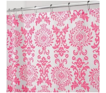 Damask Hot Pink College Shower Curtain Dorm Necessities
