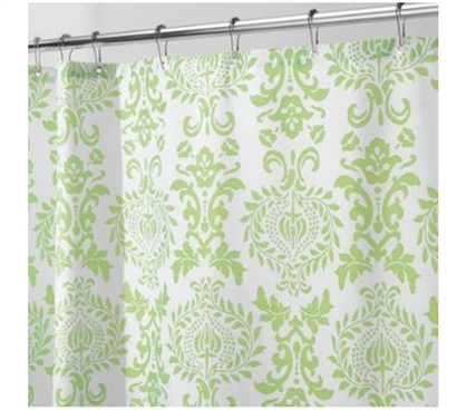 Damask Lime Dorm Shower Curtain Dorm Essentials Must Have Dorm Items