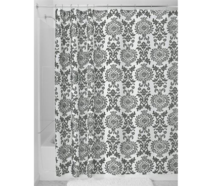 Charcoal Damask Dorm Shower Curtain Dorm Essentials