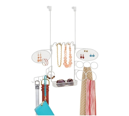 Over The Door Earring and Accessory Organizer with Shelf - White Dorm Organization Must Have Dorm Items