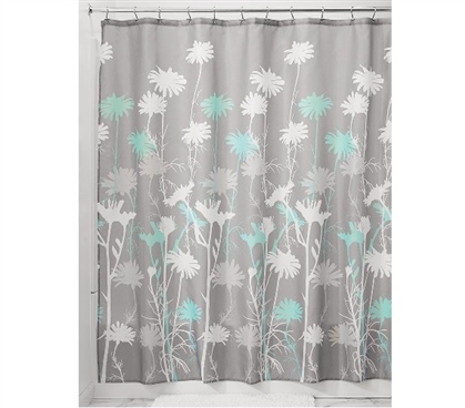 Daizy Shower Curtain - Gray/Mint Dorm Shower Curtains Dorm Room Decor