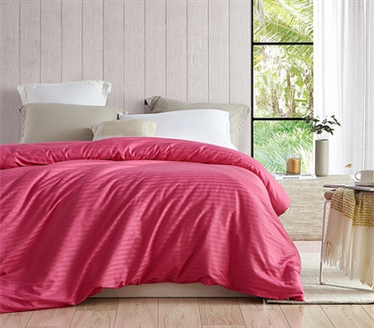 Cheap College Essentials - College Ave Twin XL 100% Cotton Duvet Cover - Strawberry Pink