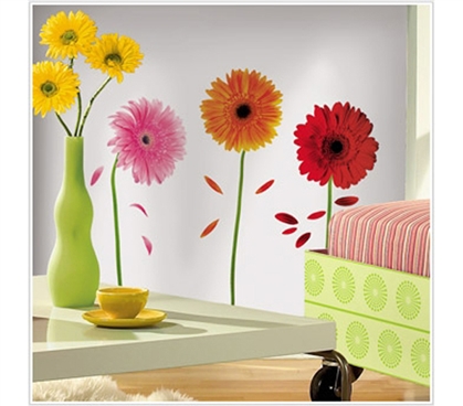 Bring Life Into Your Dorm With Small Gerber Daisies - Peel N Stick Dorm Decor -