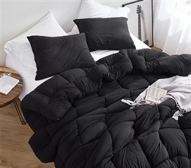 Extra Long Bedspread Black Full XL Comforter Dorm Bedding Essentials College Blankets