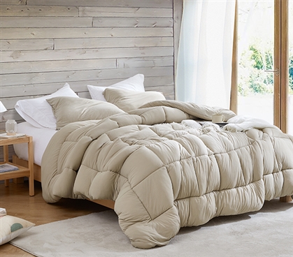 Extra Long Twin Bedding Dorm Room Comforter Beige Bedspread XL Blanket College Supplies List