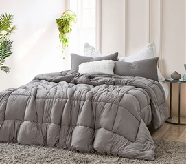 College Comforter Gray Dorm Room Bedding Full XL Bedspread Lightweight Blanket for Hot Sleepers
