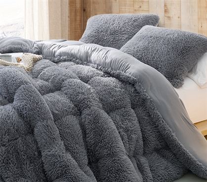 Neutral Dorm Bedding Ideas Gray College Comforter Fluffy Twin Extra Long Faux Fur Blanket Bedspread