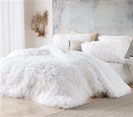 High Quality Faux Fur Dorm Decor White Full XL Comforter College Bedding Essentials