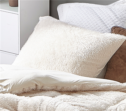 Soft Plush Standard Size College Pillow Sham Caramel Off White Dorm Bedding Accessories