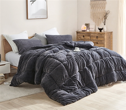 Gray Dorm Bedding Set for Freshmen Dorm Room Microfiber Twin Extra Long Bedding Essentials